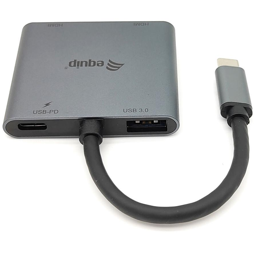 133484 USB-C 4 in 1 Dual HDMI Adapter, USB 3.0, 100W USB PD - Equip