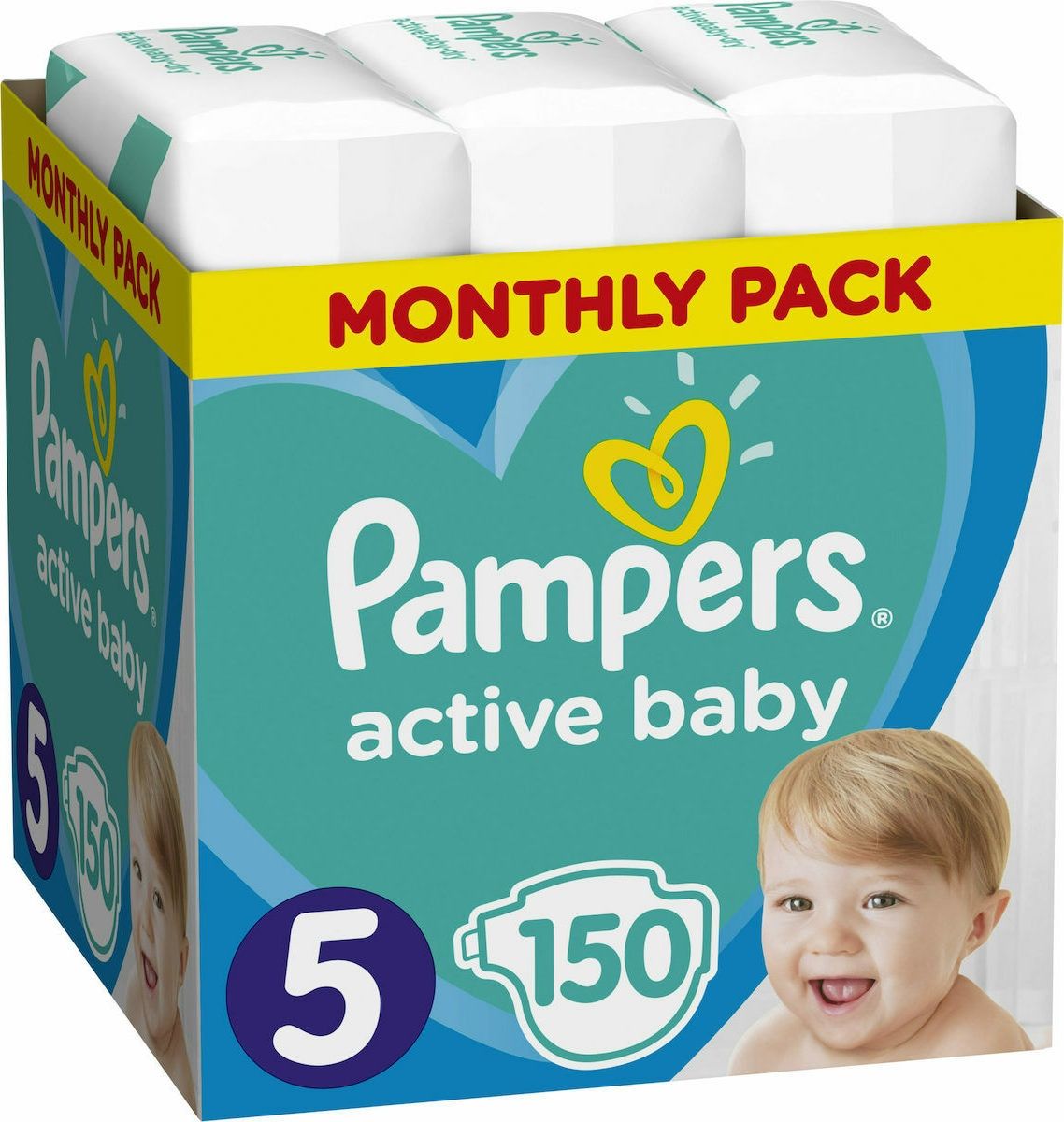 Πάνες με Αυτοκόλλητο Pampers Active Baby No.5 για 11-16kg 150τμχ